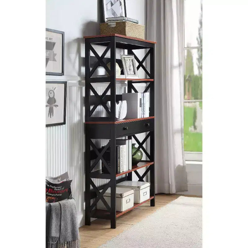 59.75" 5-Shelf Bookcase with Drawer MDF