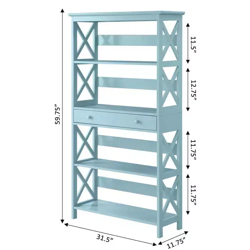 59.75" 5-Shelf Bookcase with Drawer MDF