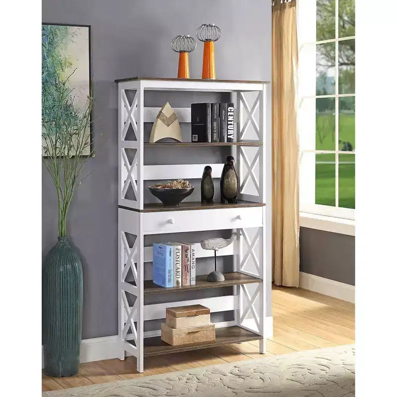 59.75" Xavier 5-Shelf Bookcase with Drawer