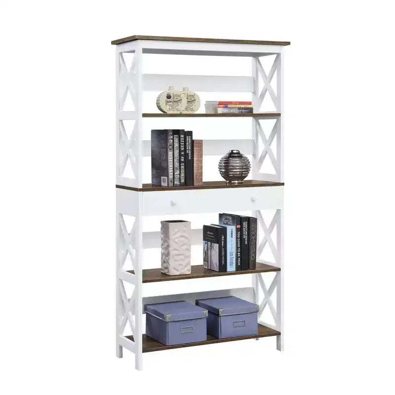 59.75" 5-Shelf Bookcase with Drawer MDF