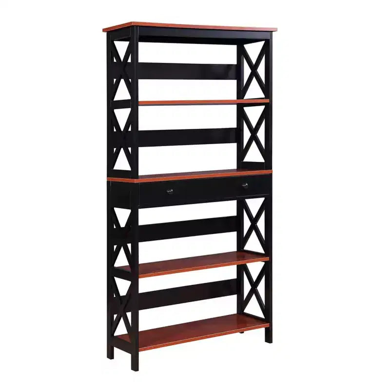 59.75" Xavier 5-Shelf Bookcase with Drawer