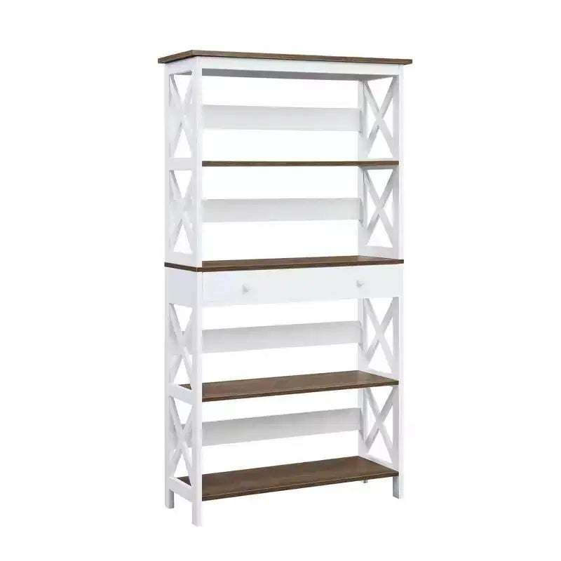 59.75" Xavier 5-Shelf Bookcase with Drawer