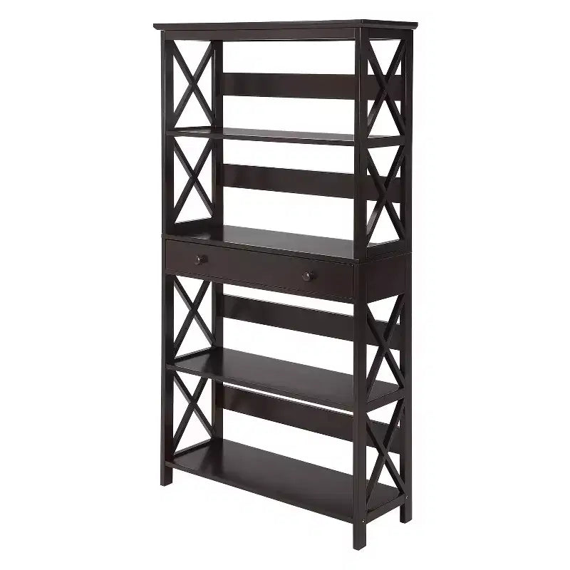 59.75" Xavier 5-Shelf Bookcase with Drawer