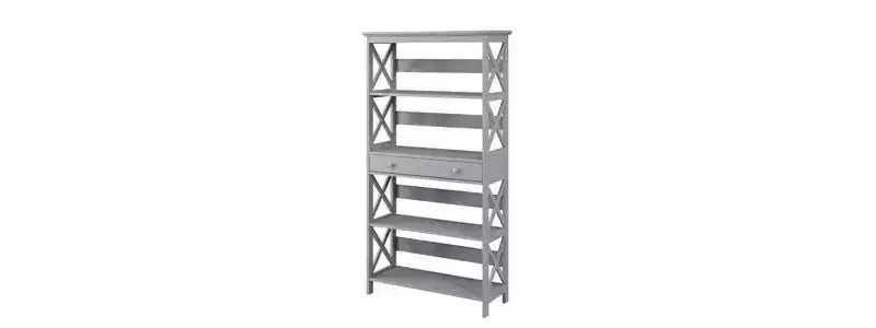59.75" Xavier 5-Shelf Bookcase with Drawer