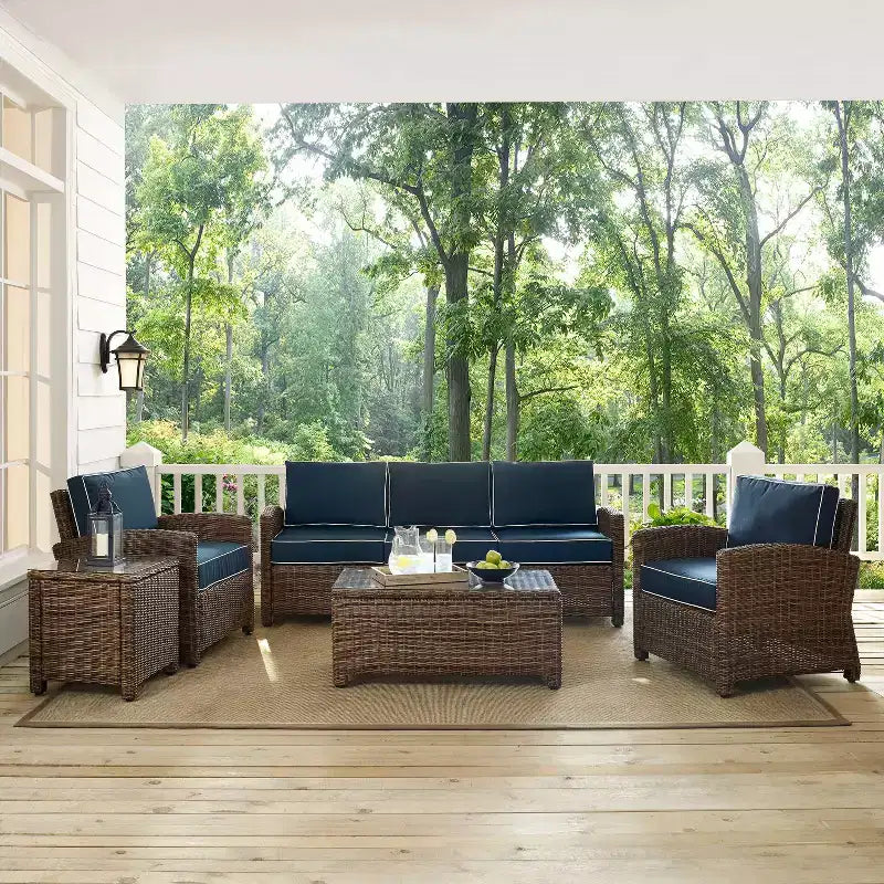 Ensemble de sofa 5 pièces en osier d'extérieur Bradenton - Crosley