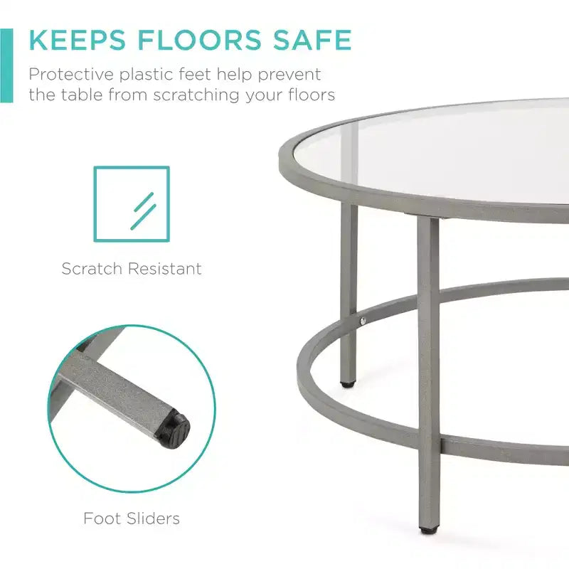 36" Round Tempered Glass Coffee Table for Home Living Room Dining Room