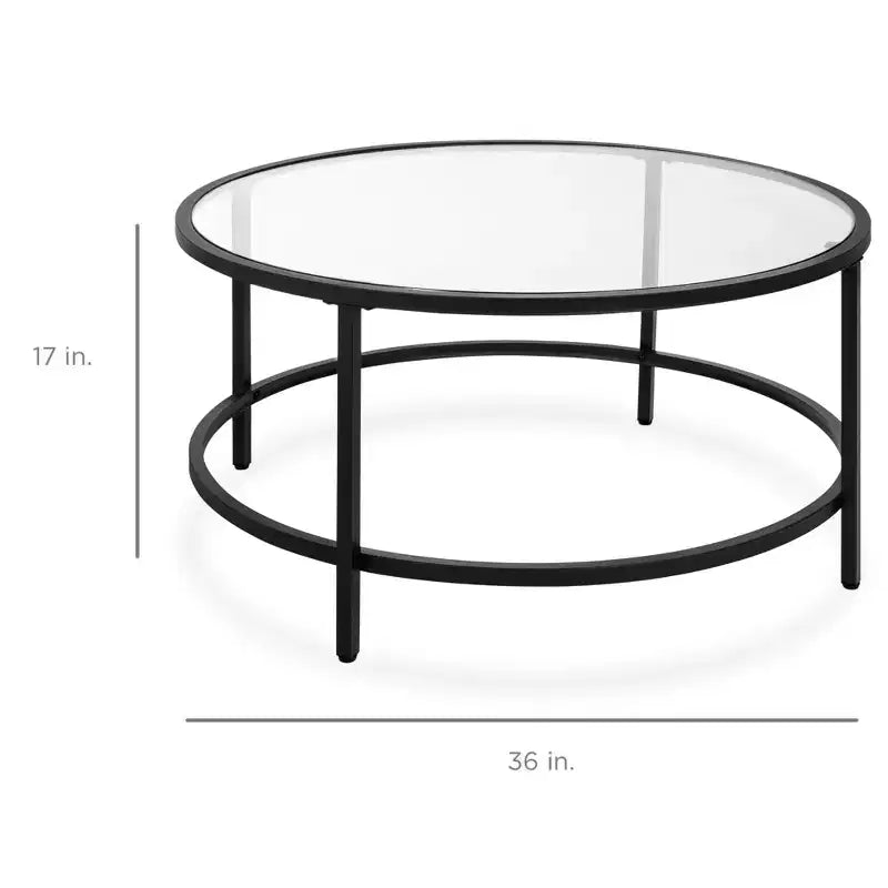 36" Round Tempered Glass Coffee Table for Home Living Room Dining Room