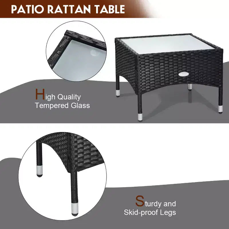 Ensemble de mobilier 3 pièces Costway Table et 2 chaises en rotin tressé pour patio avec coussins
