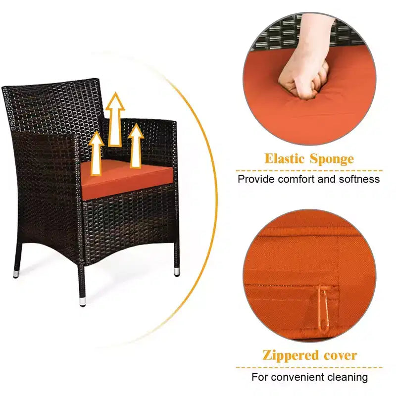 Costway Ensemble de Meubles de Jardin 8 Pièces en Rotin Canapé Rembourré Chaise Table Basse Rouge\Marron\Turquoise