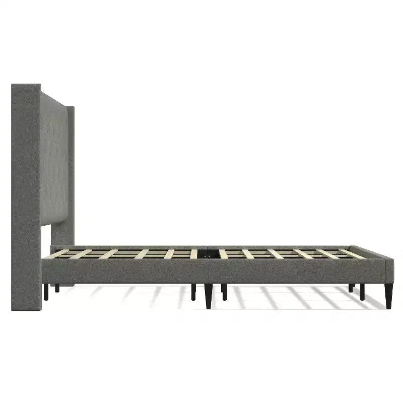 Button-Tufted Wingback Platform Bed Frame No Box Spring Needed Easy Assembly