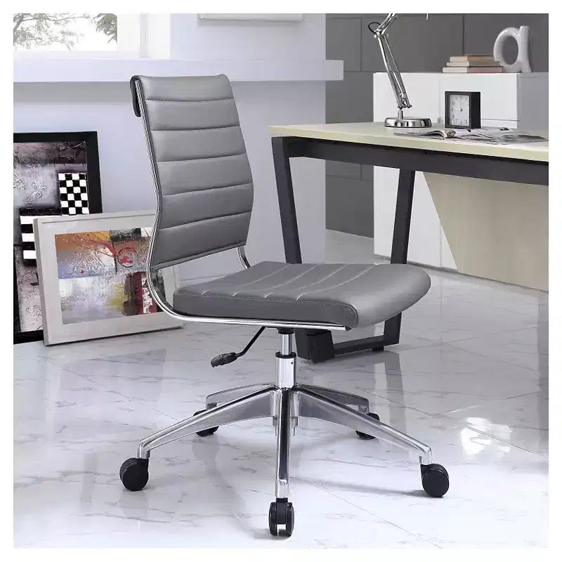 Midback Armless Office Chair Aluminum Frame Adjustable Height