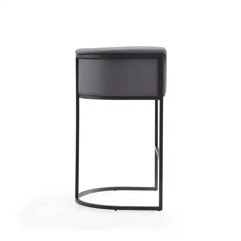 Mid-Century Modern Upholstered Metal Barstool Faux Leather 29.5" Seat