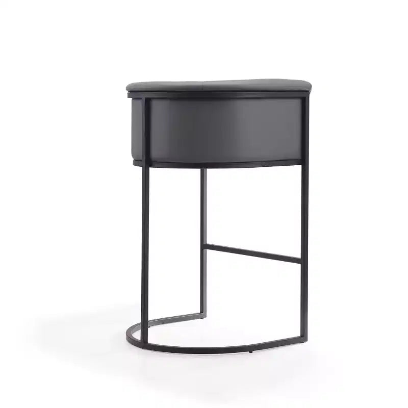 Mid-Century Modern Upholstered Metal Barstool Faux Leather 29.5" Seat