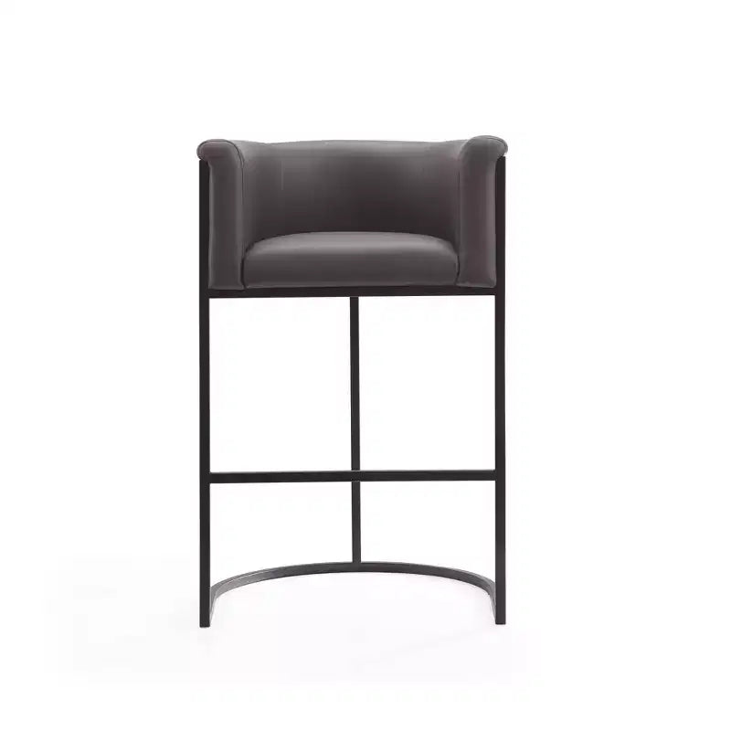 Mid-Century Modern Upholstered Metal Barstool Faux Leather 29.5" Seat