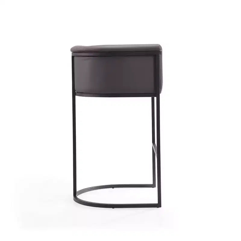 Mid-Century Modern Upholstered Metal Barstool Faux Leather 29.5" Seat