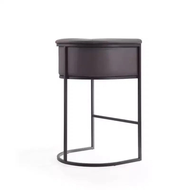 Mid-Century Modern Upholstered Metal Barstool Faux Leather 29.5" Seat