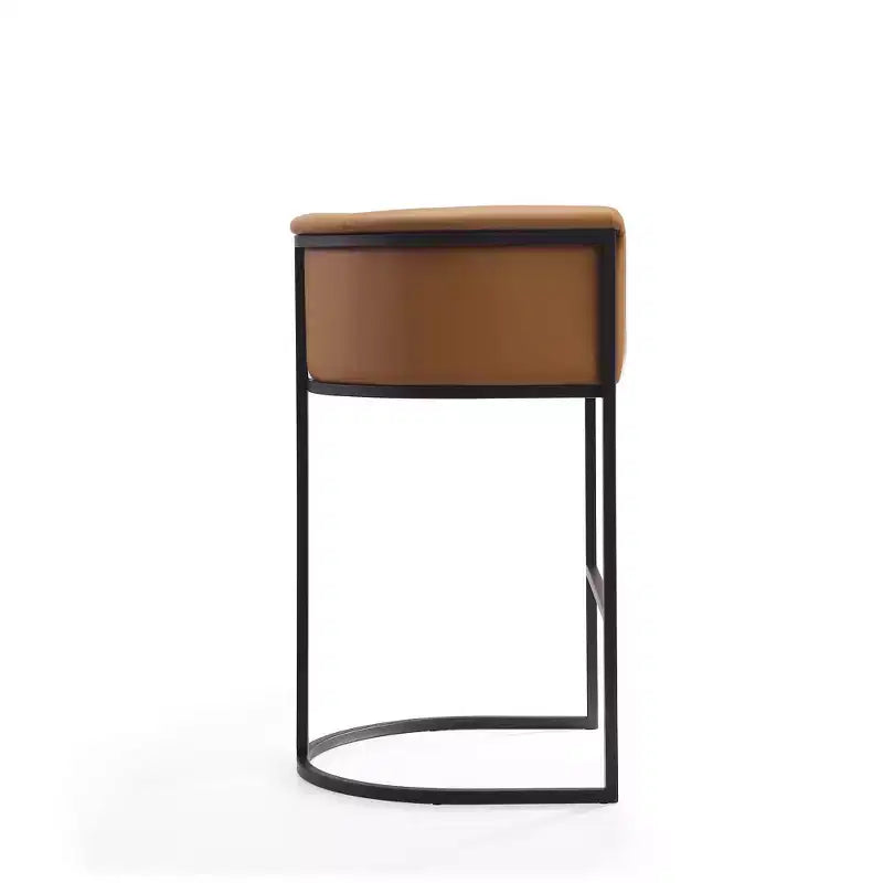 Mid-Century Modern Upholstered Metal Barstool Faux Leather 29.5" Seat
