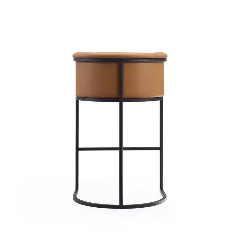 Mid-Century Modern Upholstered Metal Barstool Faux Leather 29.5" Seat
