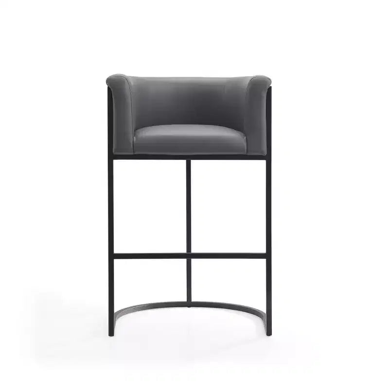 Mid-Century Modern Upholstered Metal Barstool Faux Leather 29.5" Seat