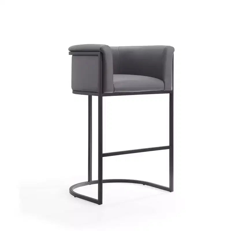 Mid-Century Modern Upholstered Metal Barstool Faux Leather 29.5" Seat
