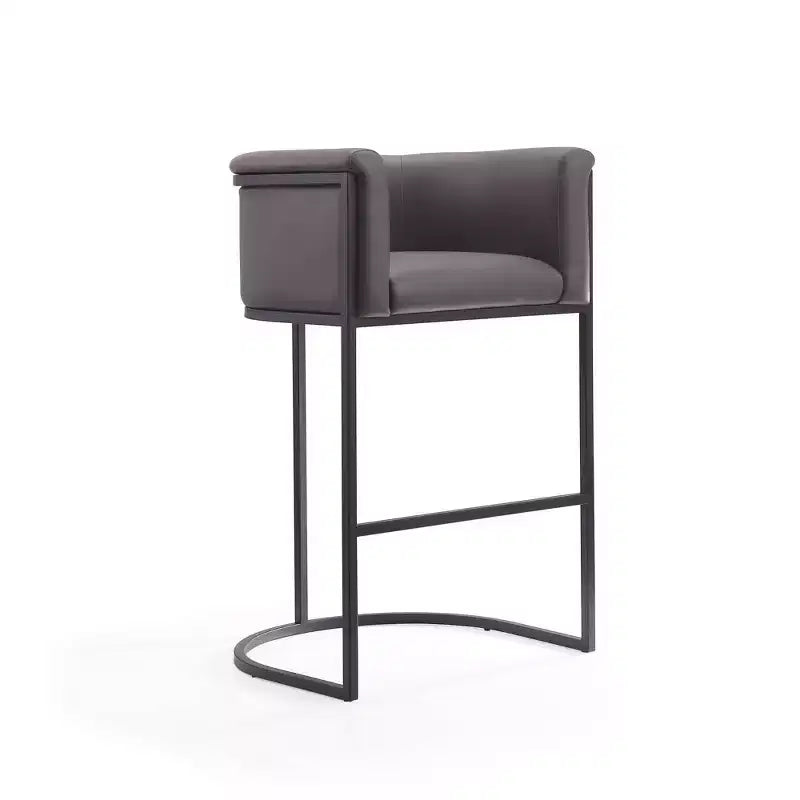 Mid-Century Modern Upholstered Metal Barstool Faux Leather 29.5" Seat