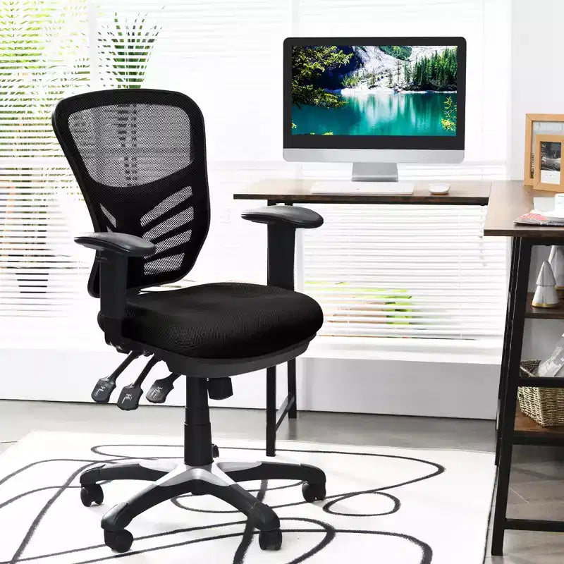 Mesh Office Chair 3-Paddle Computer Desk Chair with Adjustable Seat