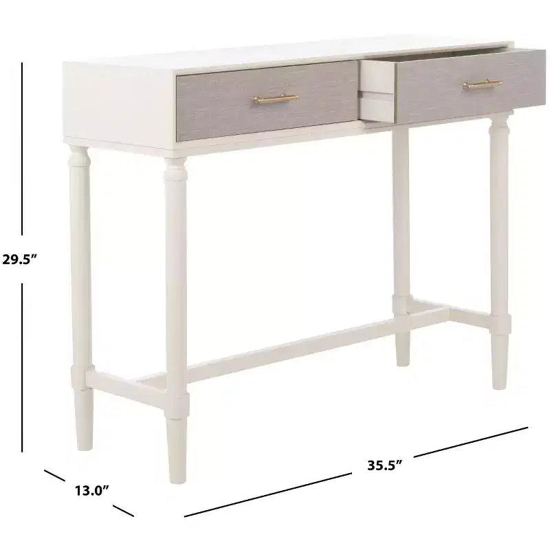 2-Drawer Console Table Pine Frame Transitional Style