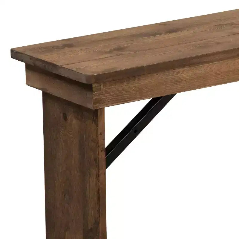 40 x 12 Antique Rustic Solid Pine Folding Farm Bench Portable