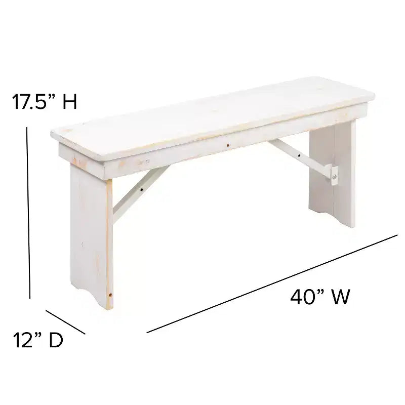 40 x 12 Antique Rustic Solid Pine Folding Farm Bench Portable