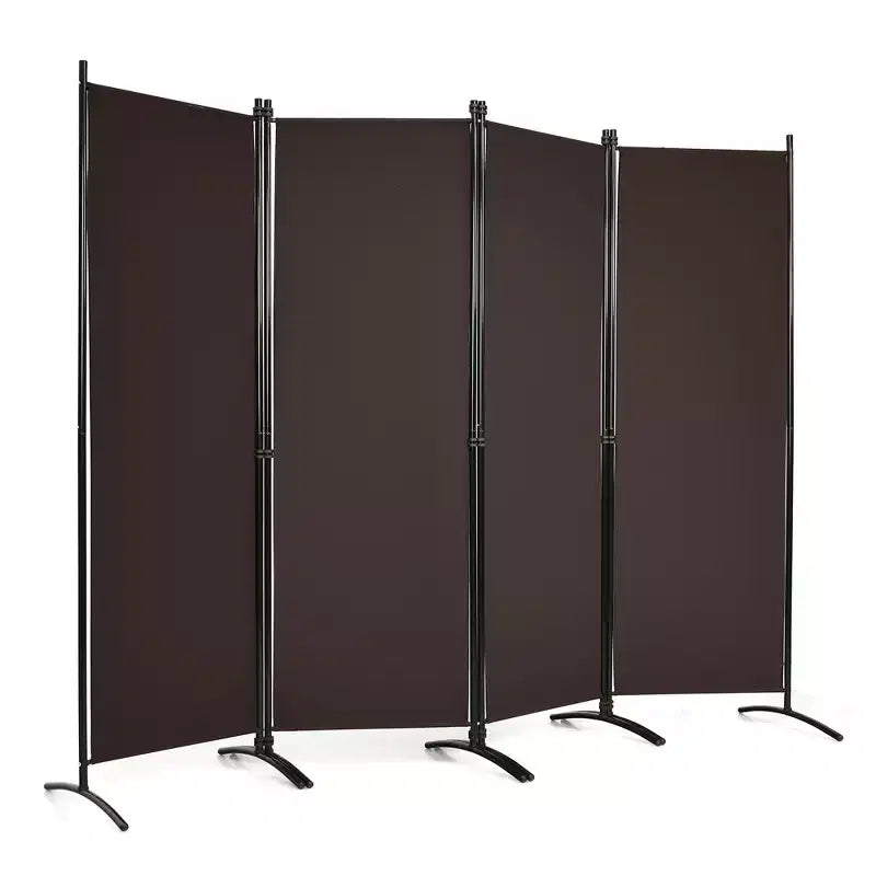 4-Panel 5.6ft Room Divider Folding Fabric Privacy Screen with Steel Frame White/Black/Brown