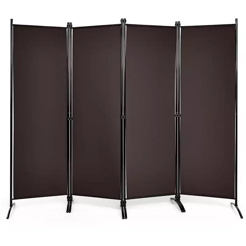 4-Panel 5.6ft Room Divider Folding Fabric Privacy Screen with Steel Frame White/Black/Brown