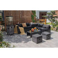 Costway 8PCS Patio Rattan Furniture Set Storage Table Ottoman cover