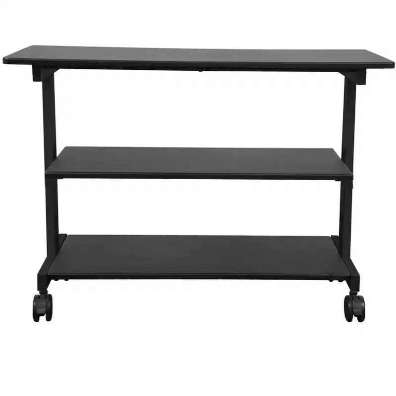 3-Shelf Rolling Desk Return Side Desk Organizer and Bookcase on Wheels