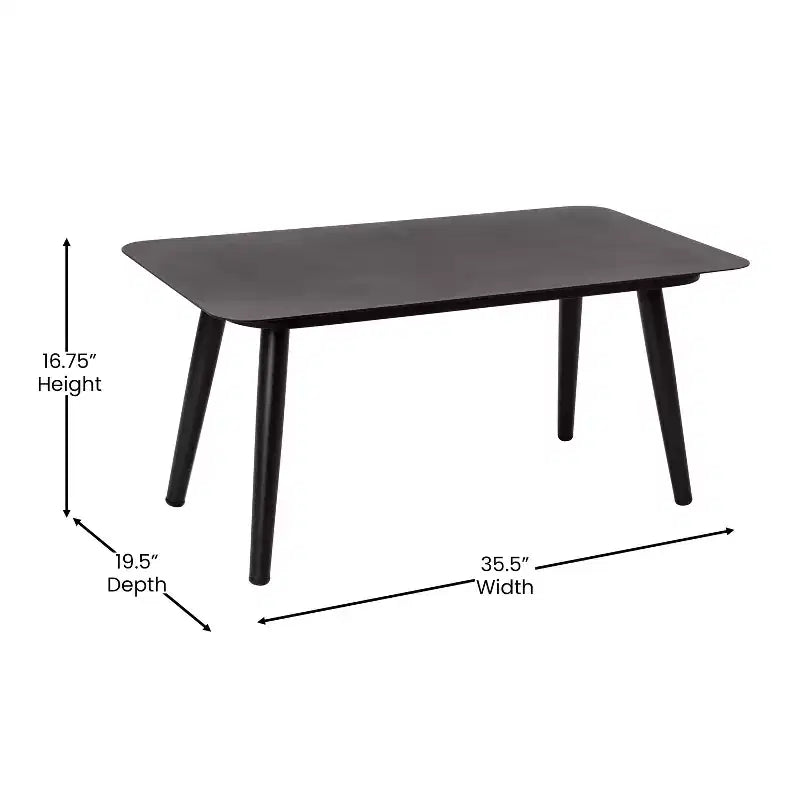 Merrick Lane - Ensemble de mobilier d'extérieur 4 pièces avec canapé, 2 fauteuils et table basse à cadre en aluminium tressé noir avec coussins gris