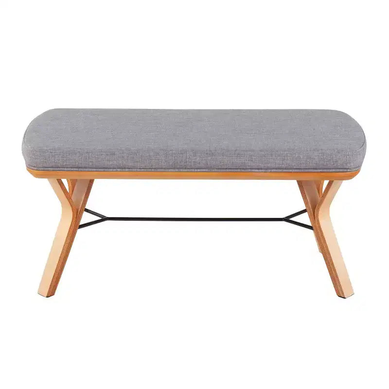 42" Upholstered Wood Bench Natural Finish