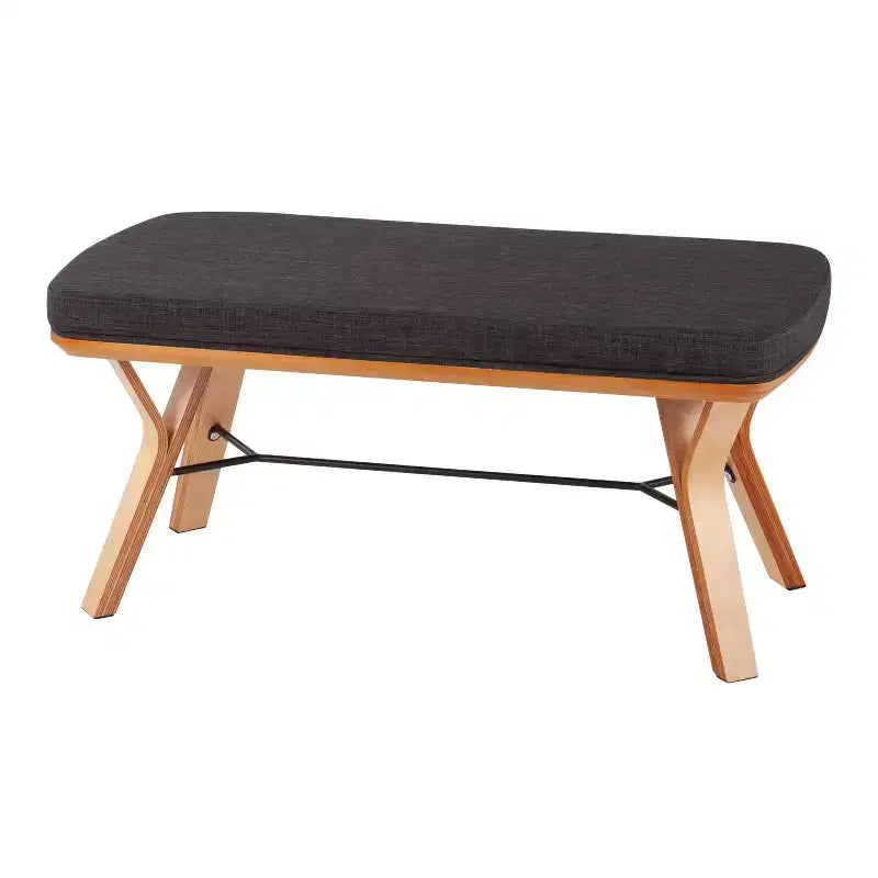 42" Upholstered Wood Bench Natural Finish