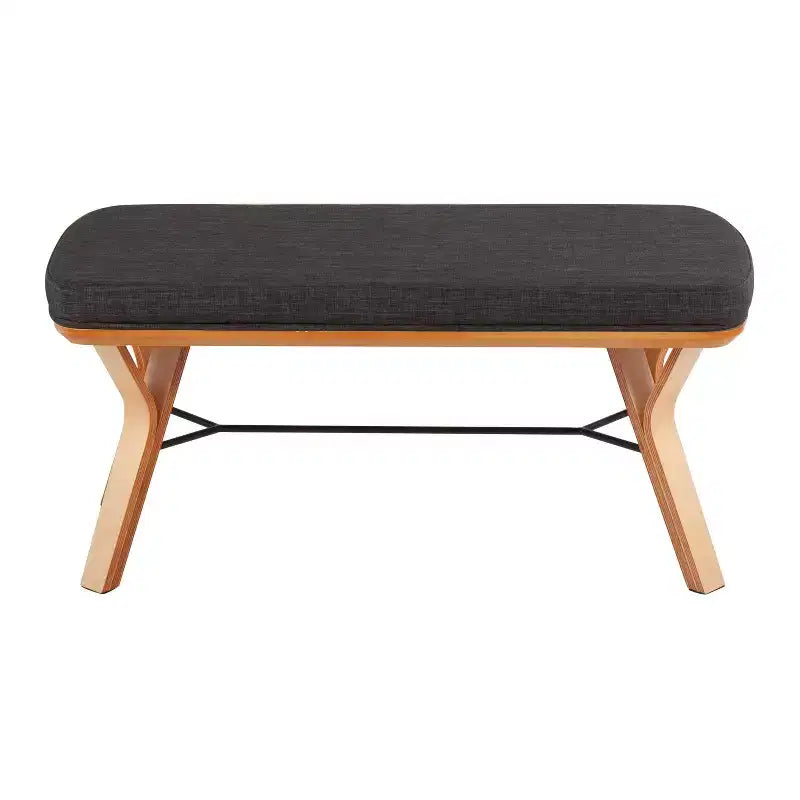 42" Upholstered Wood Bench Natural Finish
