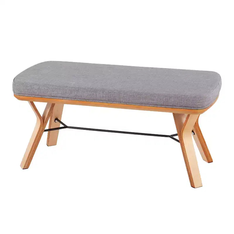 42" Upholstered Wood Bench Natural Finish