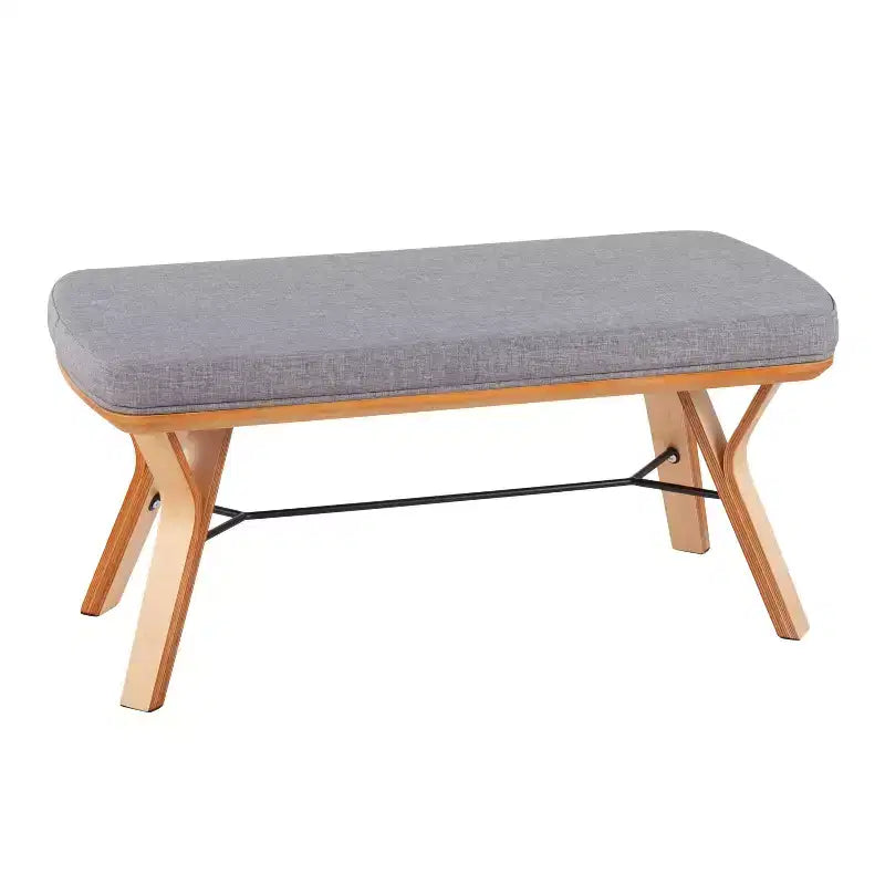 42" Upholstered Wood Bench Natural Finish