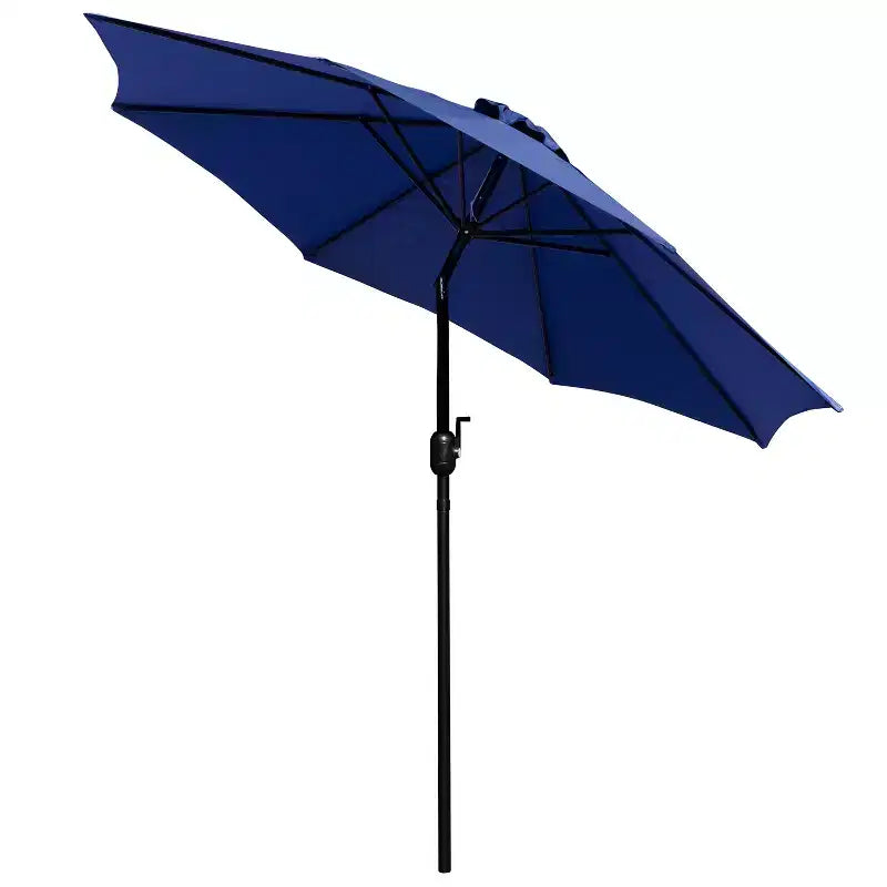 Ensemble de salle à manger 7 pièces Merrick Lane avec parasol et base - Table à cadre en acier avec trou pour parasol et 4 fauteuils de club