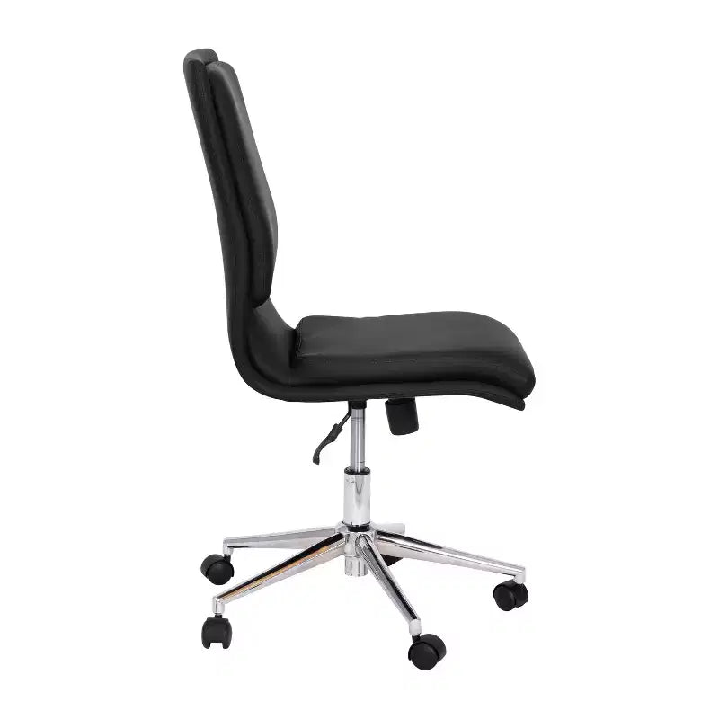 Mid-Back Armless Swivel Task Office Chair Bonded Leather Adjustable Metal Base