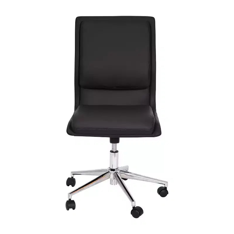 Mid-Back Armless Swivel Task Office Chair Bonded Leather Adjustable Metal Base