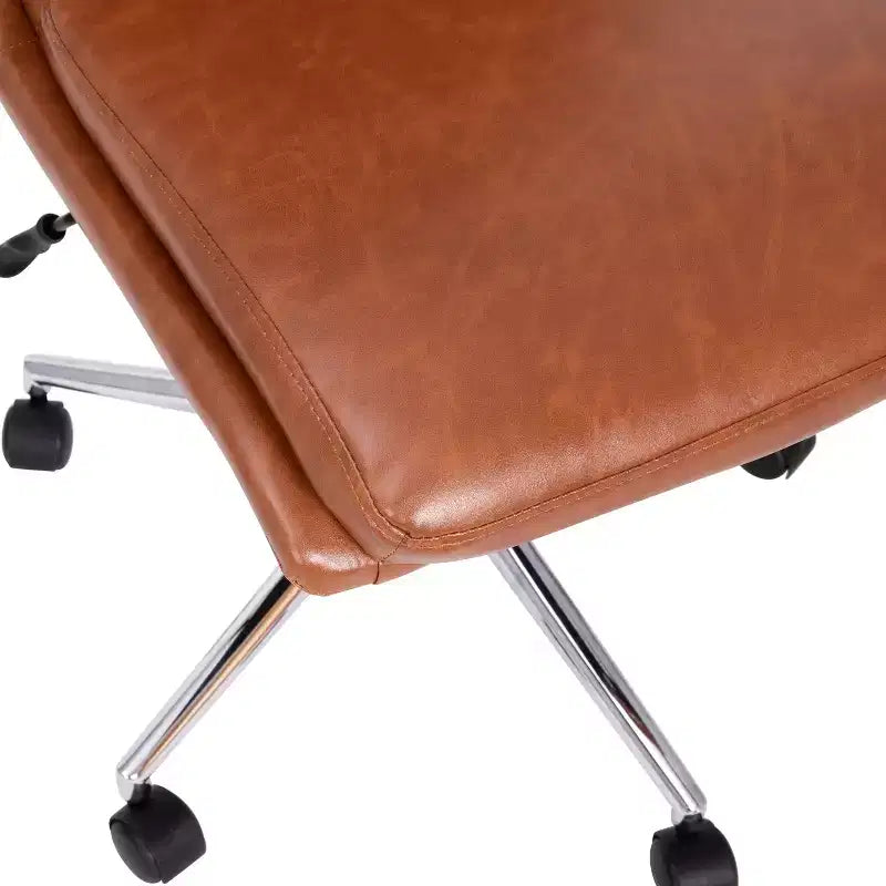 Mid-Back Armless Swivel Task Office Chair Bonded Leather Adjustable Metal Base