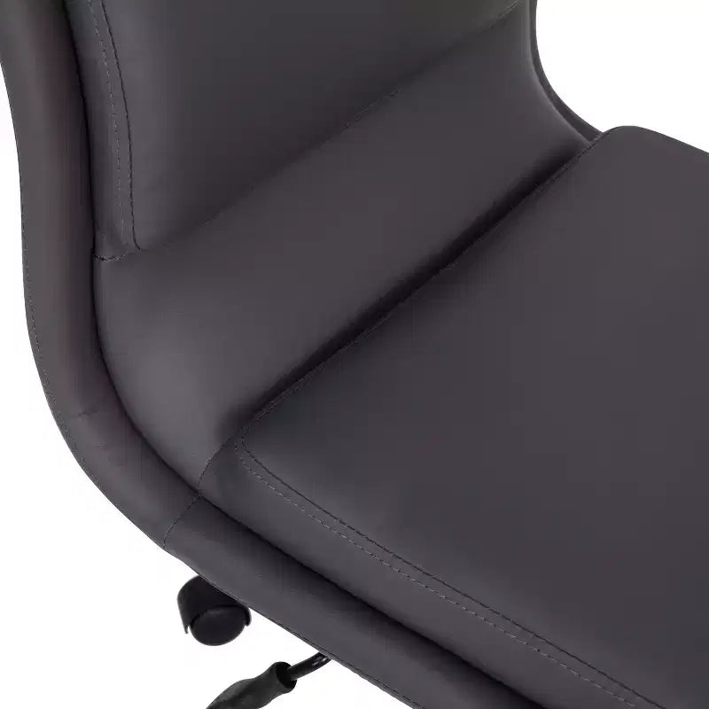 Mid-Back Armless Swivel Task Office Chair Bonded Leather Adjustable Metal Base