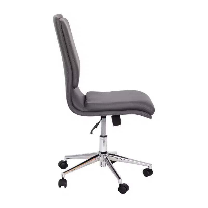 Mid-Back Armless Swivel Task Office Chair Bonded Leather Adjustable Metal Base