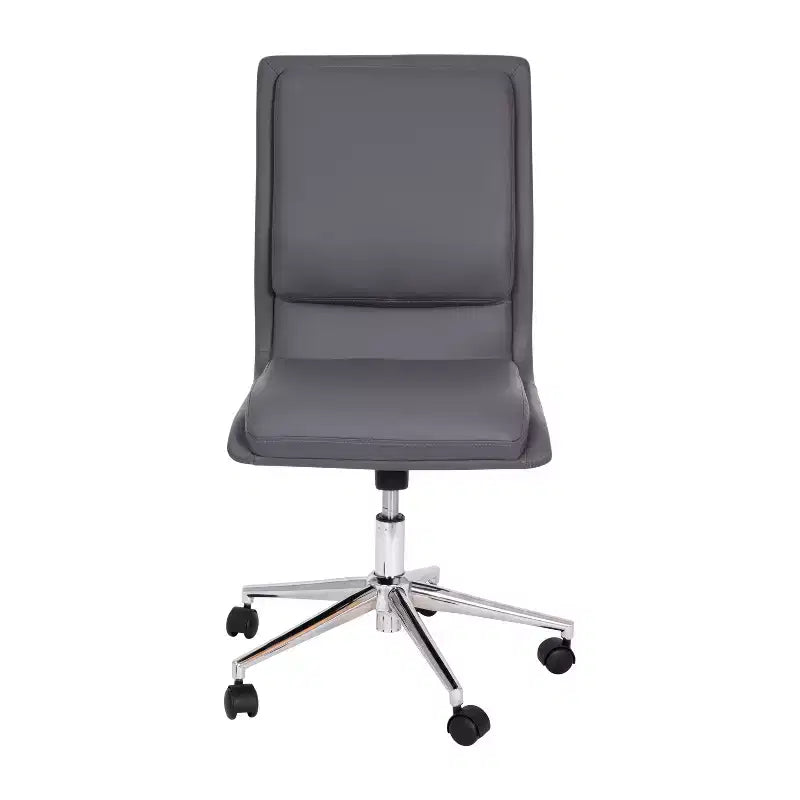Mid-Back Armless Swivel Task Office Chair Bonded Leather Adjustable Metal Base