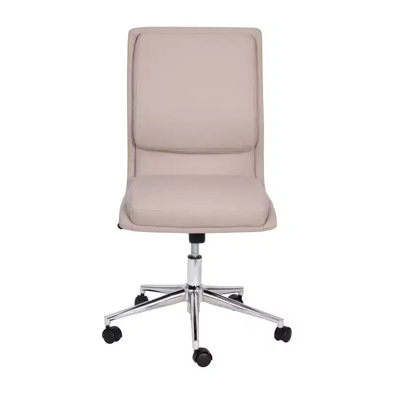 Mid-Back Armless Swivel Task Office Chair Bonded Leather Adjustable Metal Base