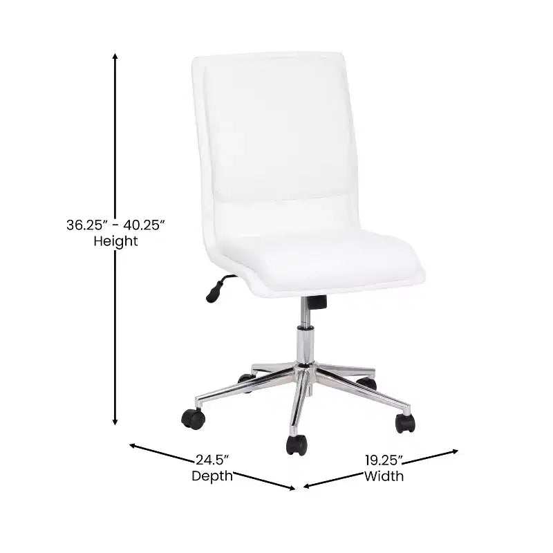 Mid-Back Armless Swivel Task Office Chair Bonded Leather Adjustable Metal Base