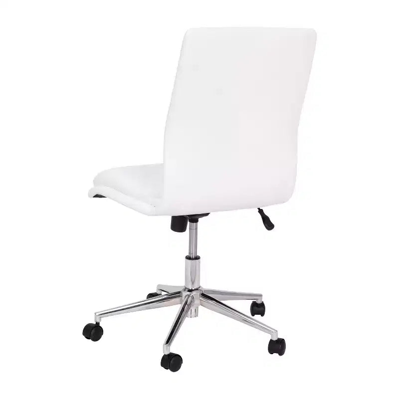 Mid-Back Armless Swivel Task Office Chair Bonded Leather Adjustable Metal Base