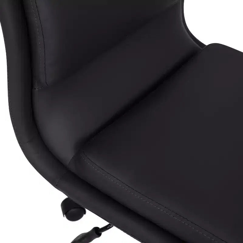 Mid-Back Armless Swivel Task Office Chair Bonded Leather Adjustable Metal Base
